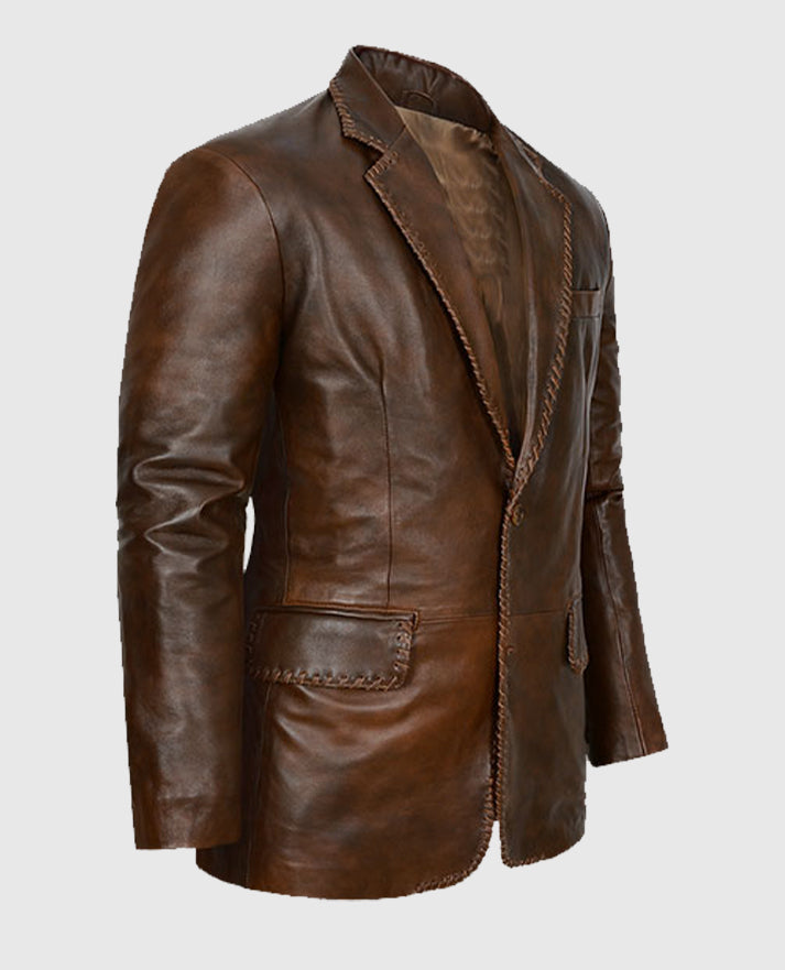 Men's Brown Spanish Medieval Leather Blazer