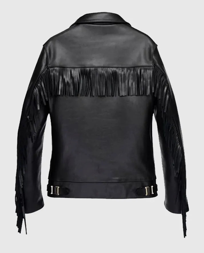 Men's Black Fringe Leather Jacket