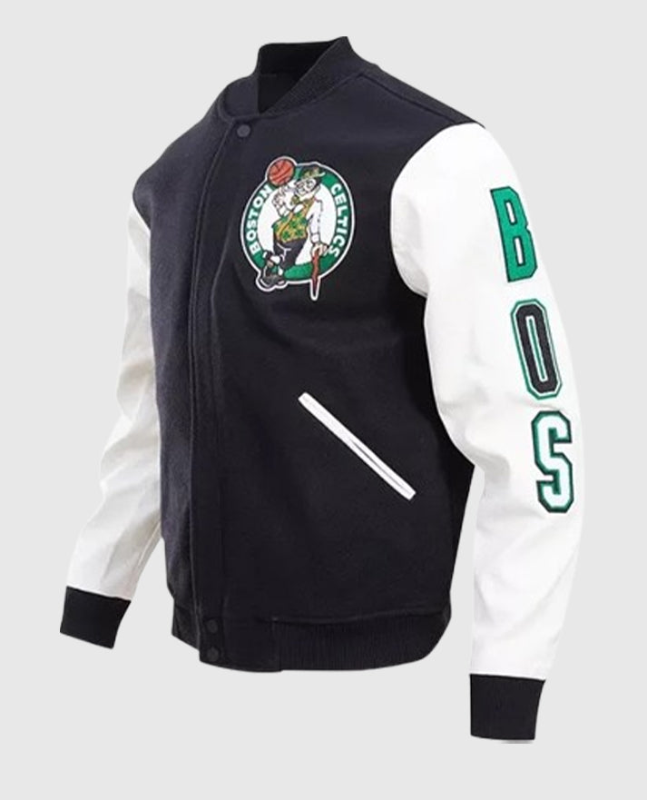 Boston Celtics Black and White Varsity Jacket