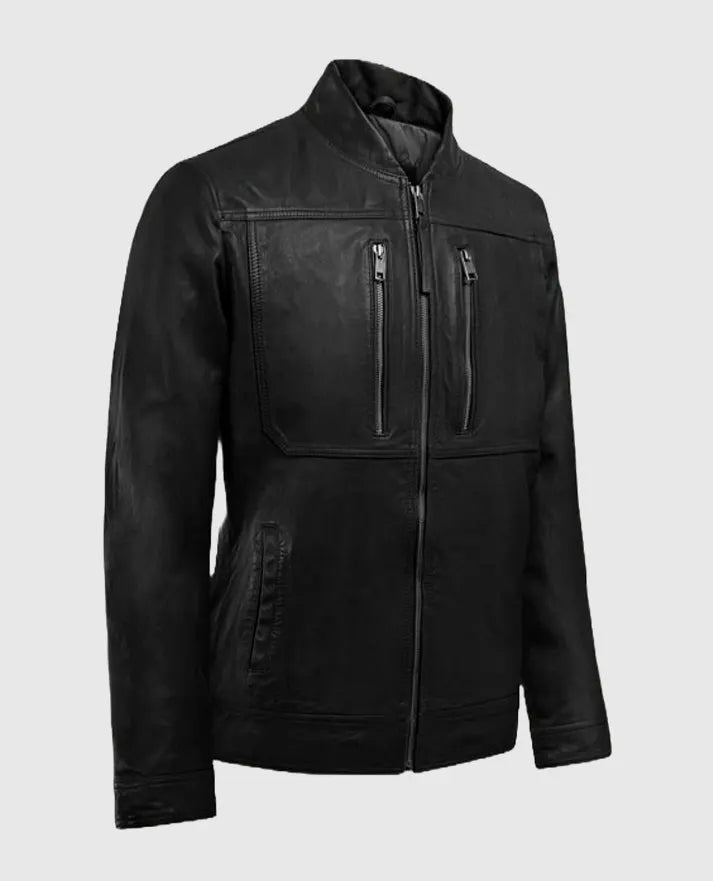 Thunder Storm Black Biker Leather Jacket For Men
