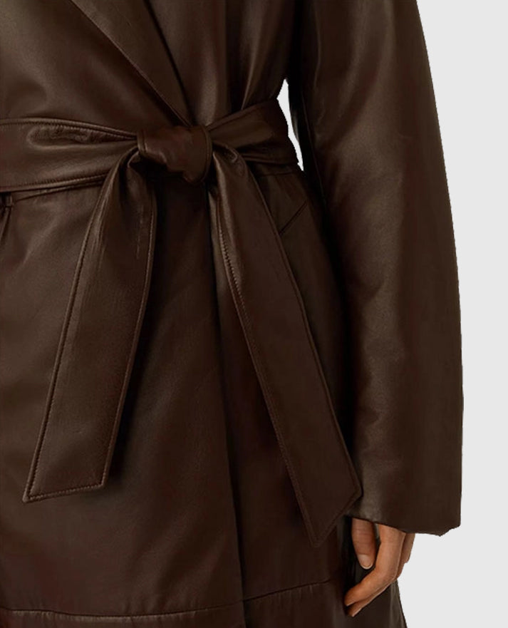 Women's Vintage 90s Leather Long Coat