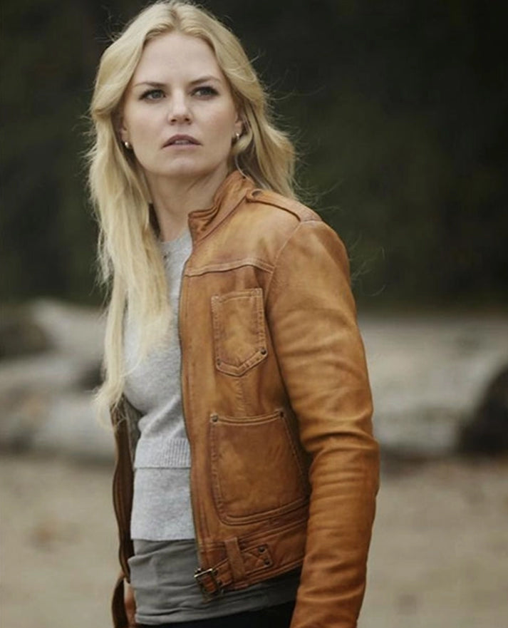 Jennifer Morrison Once Upon A Time Emma Swan Brown Leather Jacket