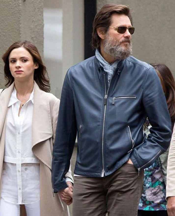 Jim Carrey Blue Leather Jacket