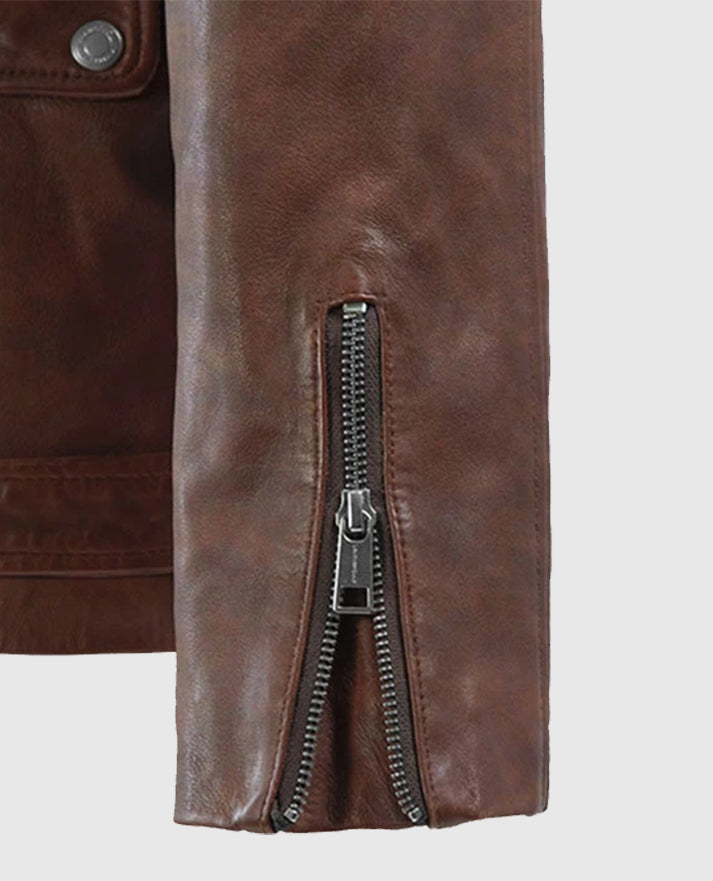 Men's Dauntless Spanish Brown Biker Leather Jacket