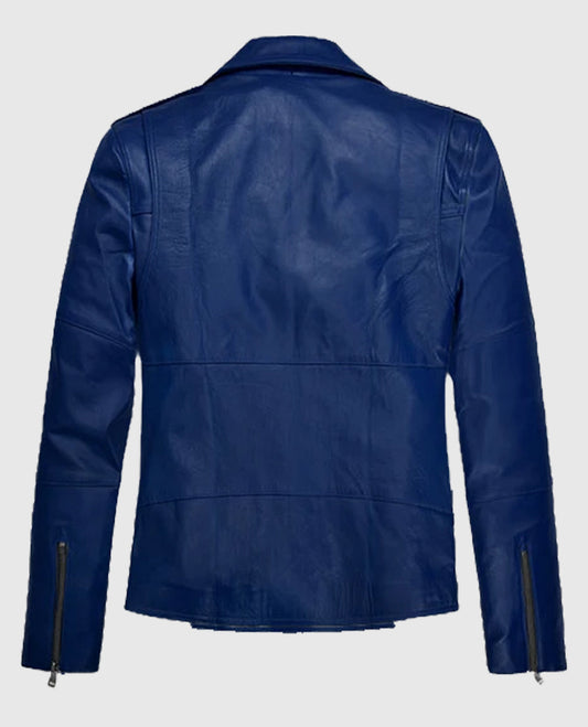 Antonio Banderas Blue Leather Biker Jacket
