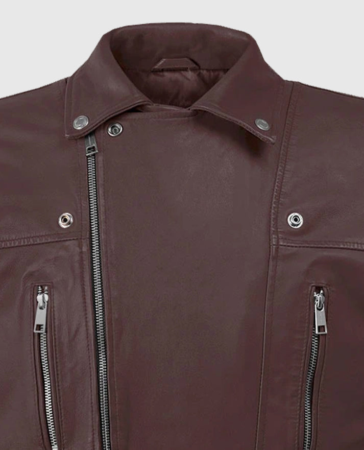 Men's Dauntless Burgundy Biker Leather Jacket
