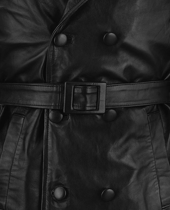 Vintage 1970's Leather Trench Coat For Mens