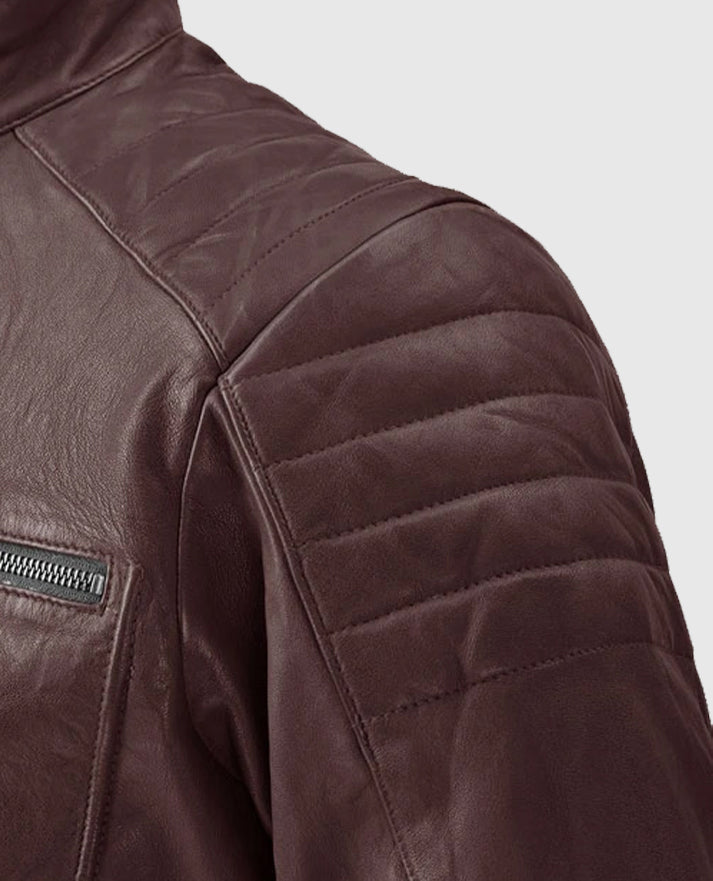 Men's Burgundy Firefly Moto Leather Jacket