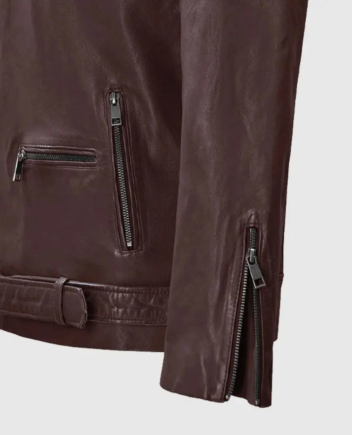 Men's Burgundy Rutland Riding Leather Jacket