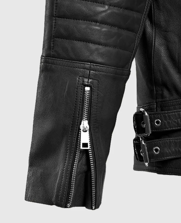 Men's Black Shotgun Moto Leather Jacket
