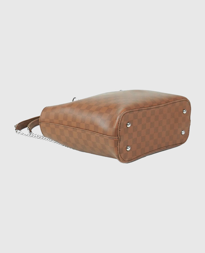 Verona Tote Bag Brown (checkered)