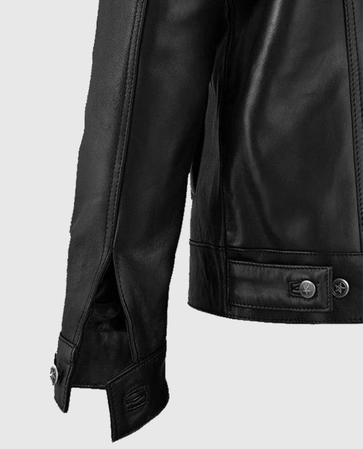 Men's Sherpa Black Leather Jacket