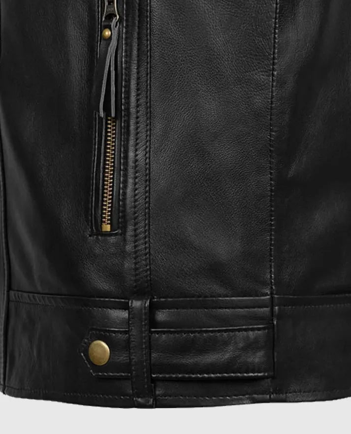 Men's Black Motorcycle Leather Jacket
