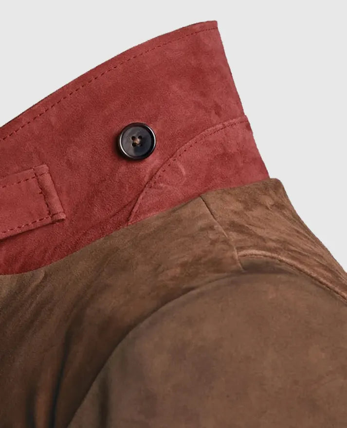 Safari Hickory Suede Leather Blazer For Men