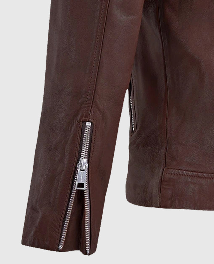 Men's Burgundy Beast Biker Leather Jacket