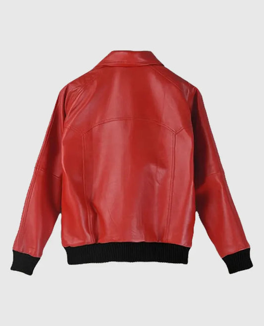 Men's Red Bomber Leather Jacket