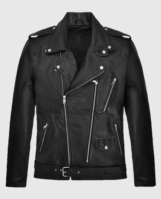 Bruno Mars Black Leather Biker Jacket