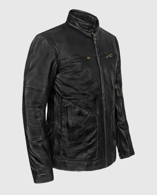 Cafe Racer Black Leather Jacket