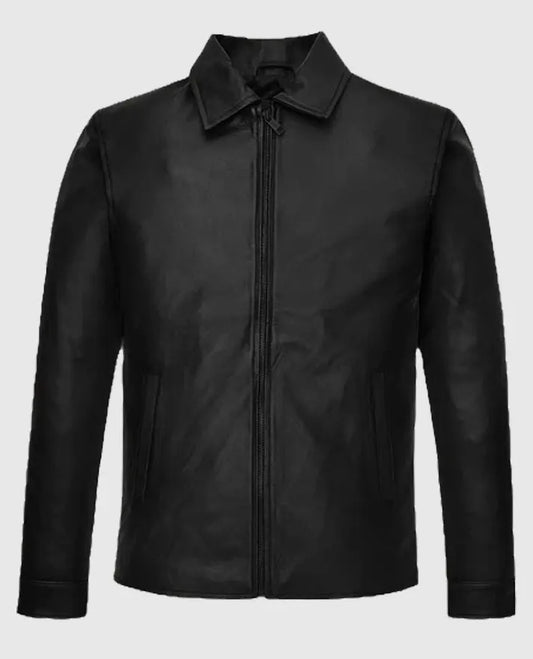 Lionel Messi Black Shirt Collar Leather Jacket