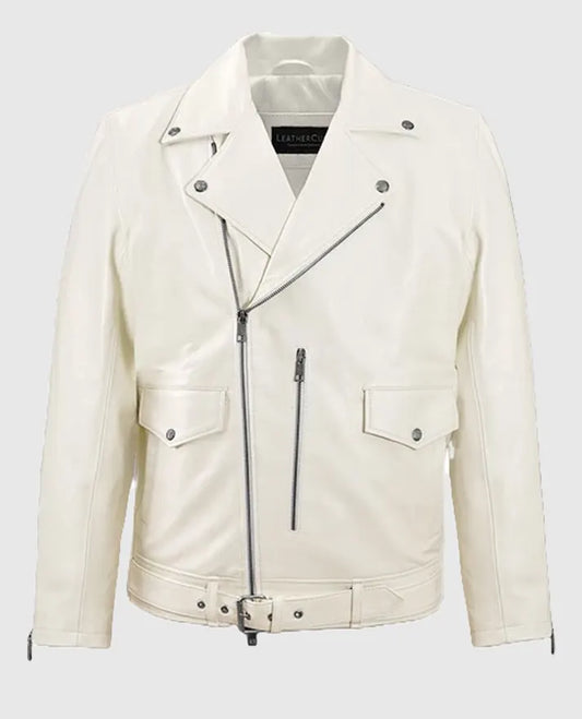 Nick Jonas White Leather Jacket