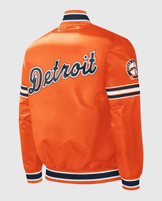 Slider Detroit Tigers Orange Satin Varsity Jacket