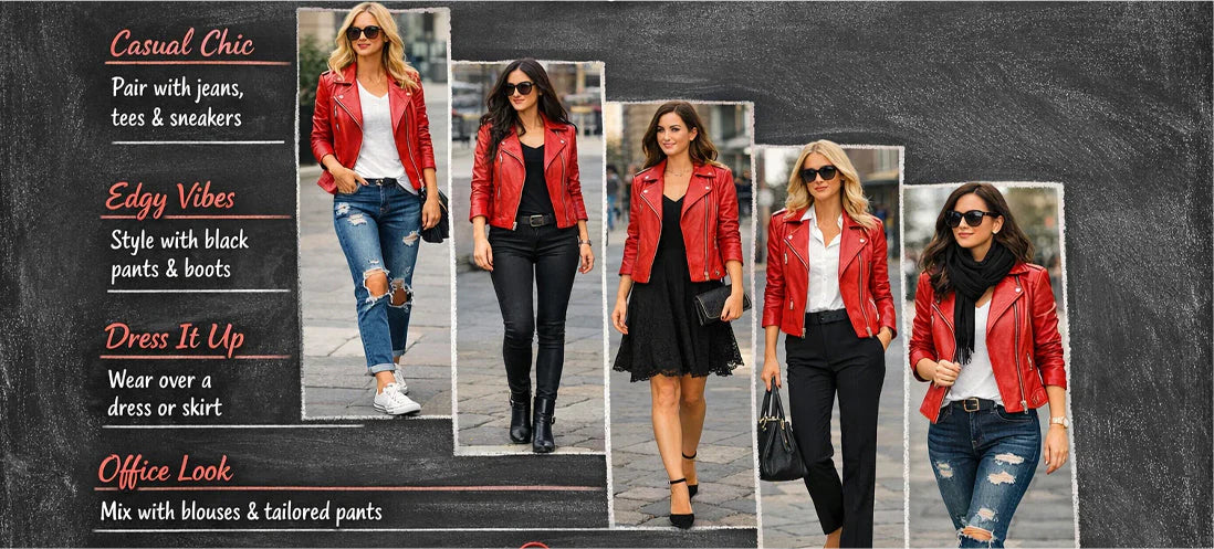 How to Rock a Women’s Red Leather Jacket: A Style Guide