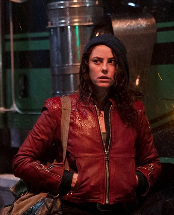 Kaya Scodelario Resident Evil Death Island Red Leather Jacket