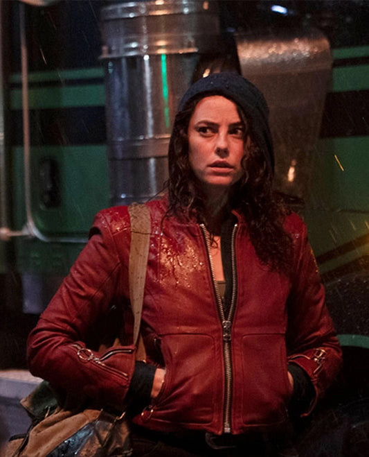 Kaya Scodelario Resident Evil Death Island Red Leather Jacket