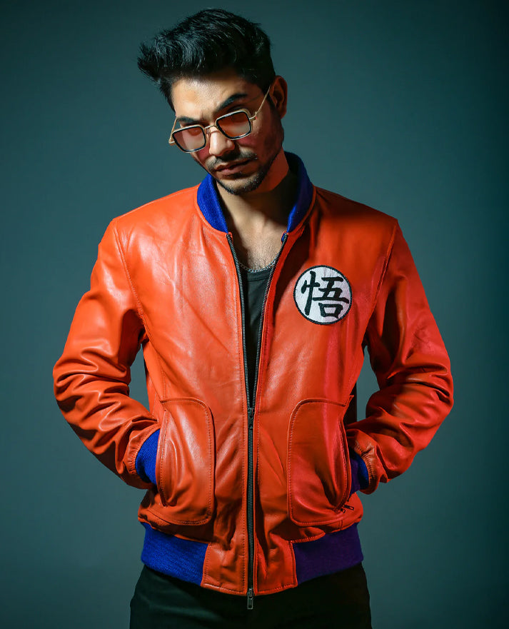 Goku Dragon Ball Z Unisex Orange Leather Jacket