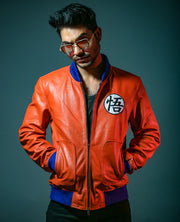 Goku Dragon Ball Z Unisex Orange Leather Jacket