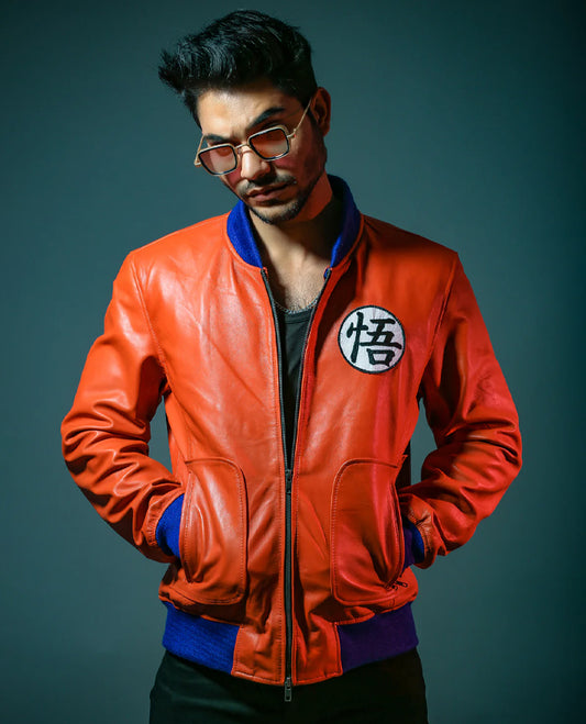 Goku Dragon Ball Z Unisex Orange Leather Jacket