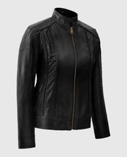 Women's Black Clova Leather Jacket