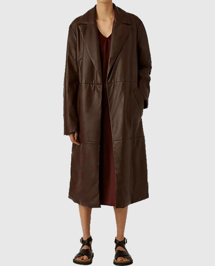 Women's Vintage 90s Leather Long Coat