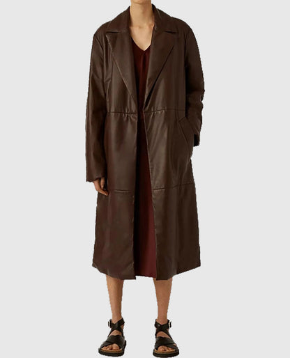 Women's Vintage 90s Leather Long Coat