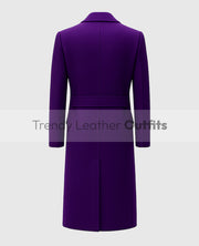 Men's Purple Double-Breasted Long Trench Coat