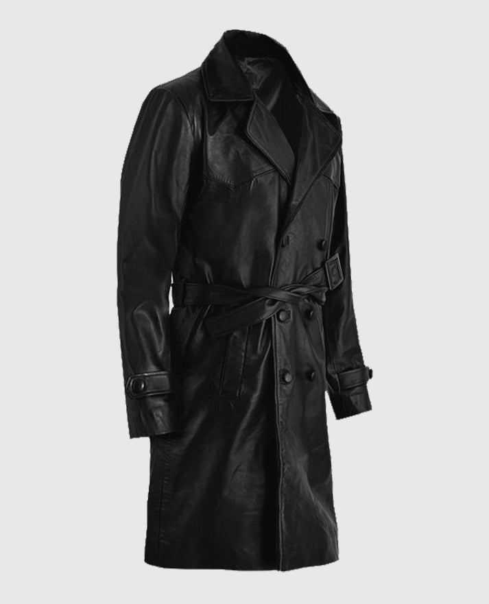 Vintage 1970's Leather Trench Coat For Mens