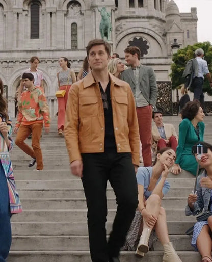 Lucas Bravo Emily In Paris Gabriel Leather Jacket
