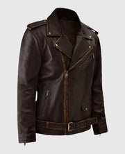 Enforcer Dark Brown Biker Leather Jacket For Men
