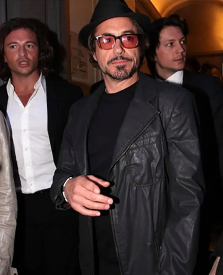 Robert Downey Jr Burgundy Leather Blazer