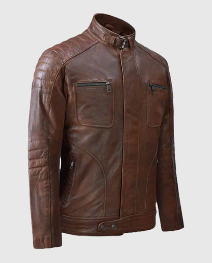 Men's Spanish Brown Firefly Moto Leather Jacket