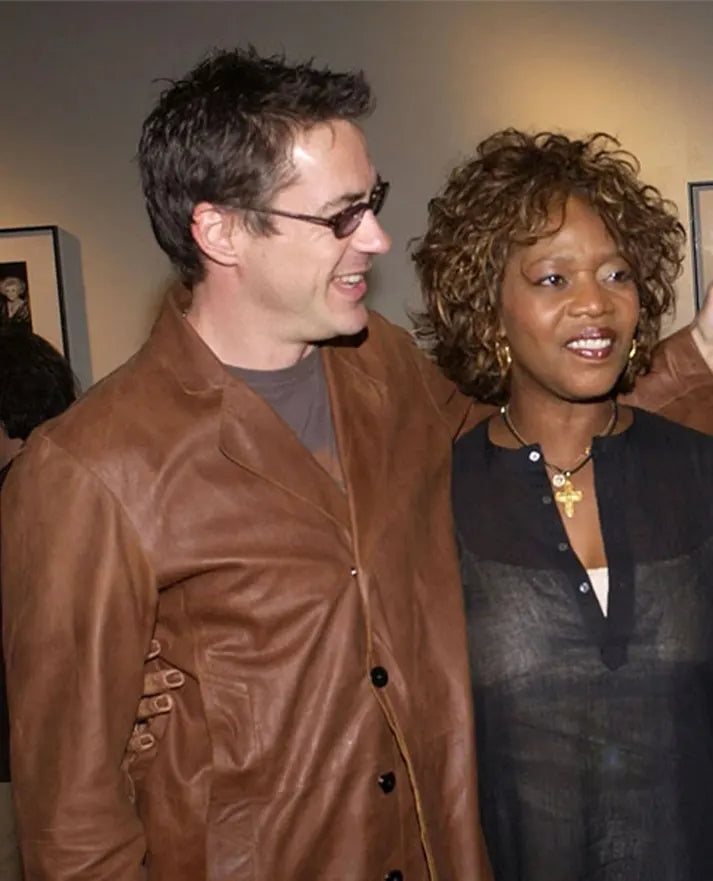 Robert Downey Jr Leather Brown Blazer