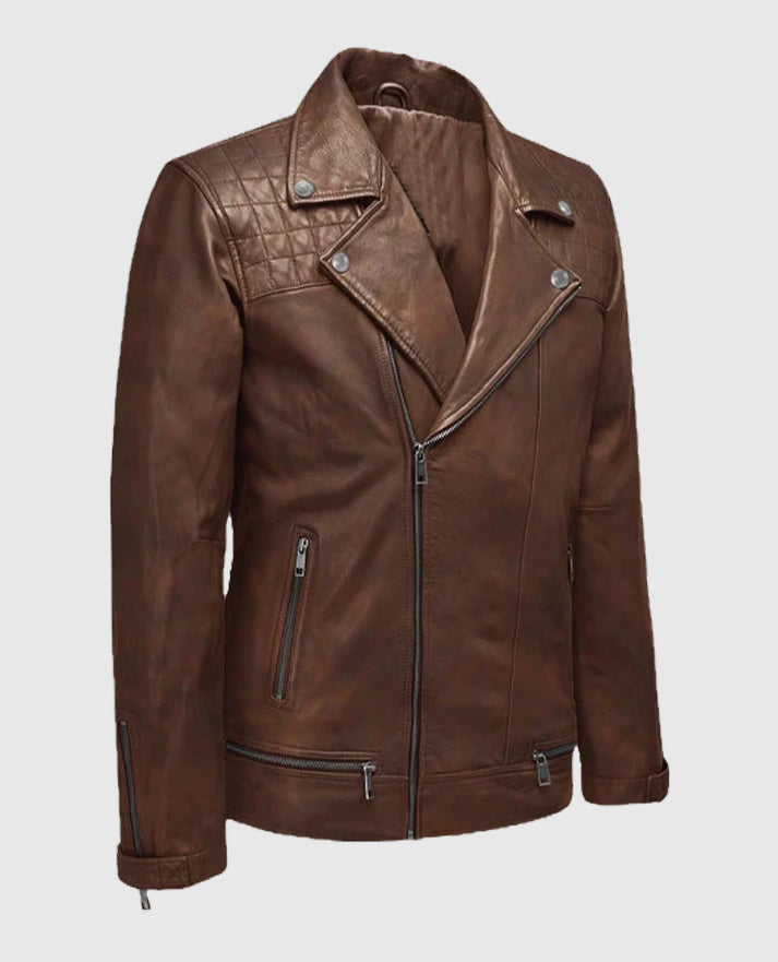 Men's Spanish Brown Ironwood  Biker Jacket
