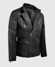 Men's Black Shotgun Moto Leather Jacket