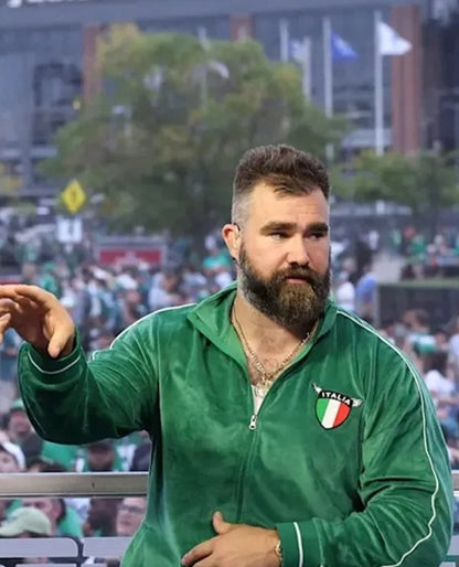 Jason Kelce Italia Green velour tracksuit