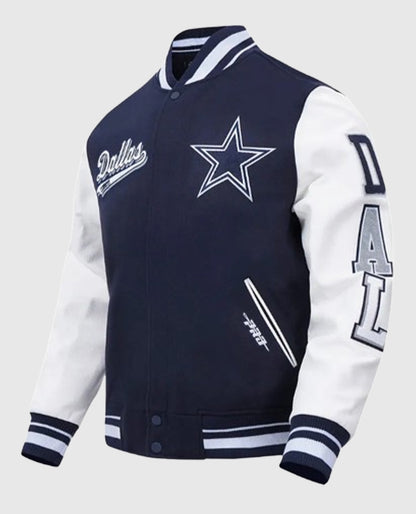 Dallas Cowboys Script Tail Classic Rib Varsity Jacket