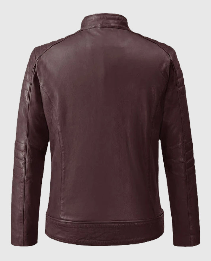 Men's Burgundy Firefly Moto Leather Jacket