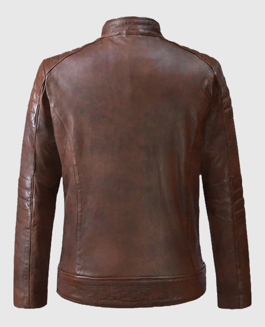 Men's Spanish Brown Firefly Moto Leather Jacket