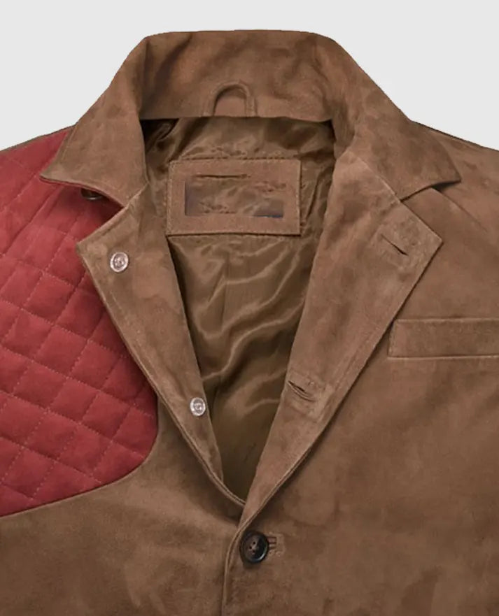 Safari Hickory Suede Leather Blazer For Men