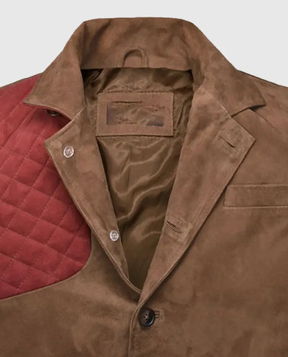 Safari Hickory Suede Leather Blazer For Men