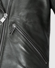 Women's Metallic Gray Biker Leather Jacket